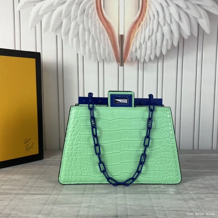Affordable Mini Green Peekaboo Bag Leather Fendi Cut Crocodile In 0808